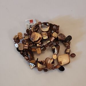 Elegant Gold and Brown Beaded Bracelet